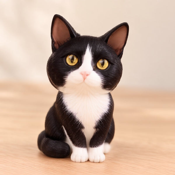 Tuxedo cat PawChibi resin figurine