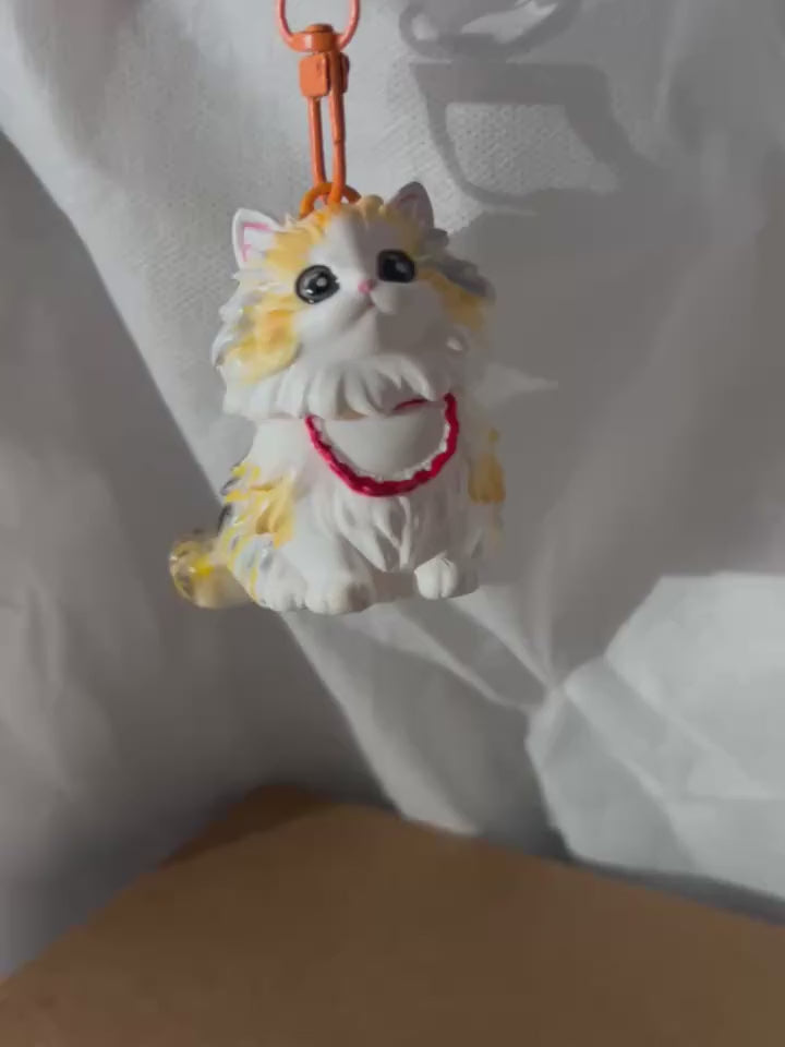 Chibi calico cat keychain video
