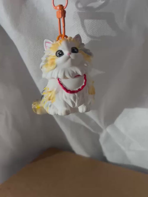 Chibi calico cat keychain video
