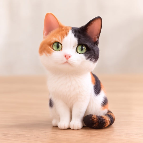 Calico cat PawChibi resin figurine