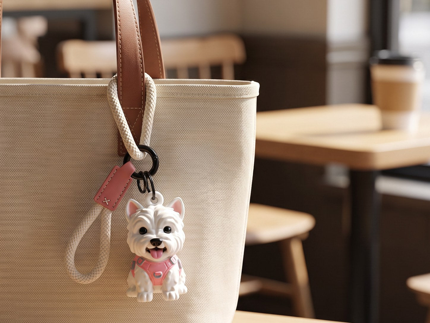Custom West Highland terrier keychain · Hand-painted resin