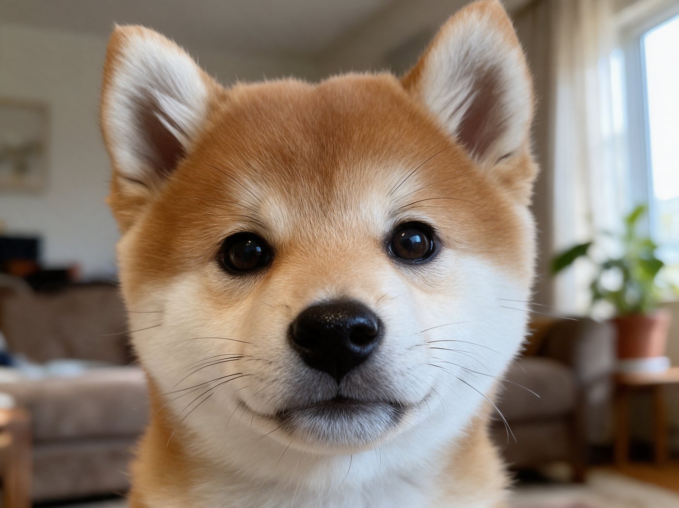 Close-up: a pet's face, eyes clearly visible