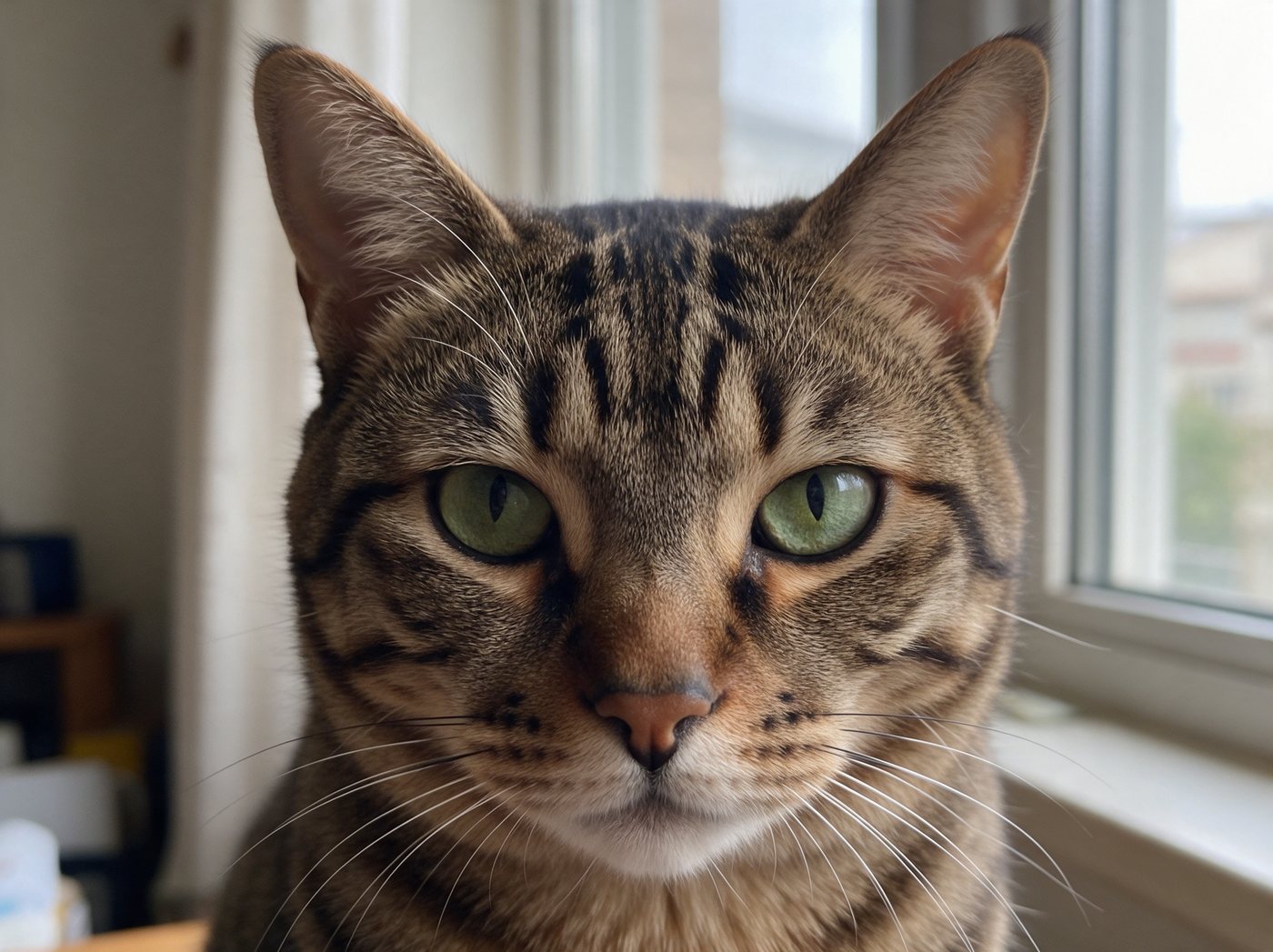 Close-up: one clear patch of markings, e.g. the M on a tabby's forehead