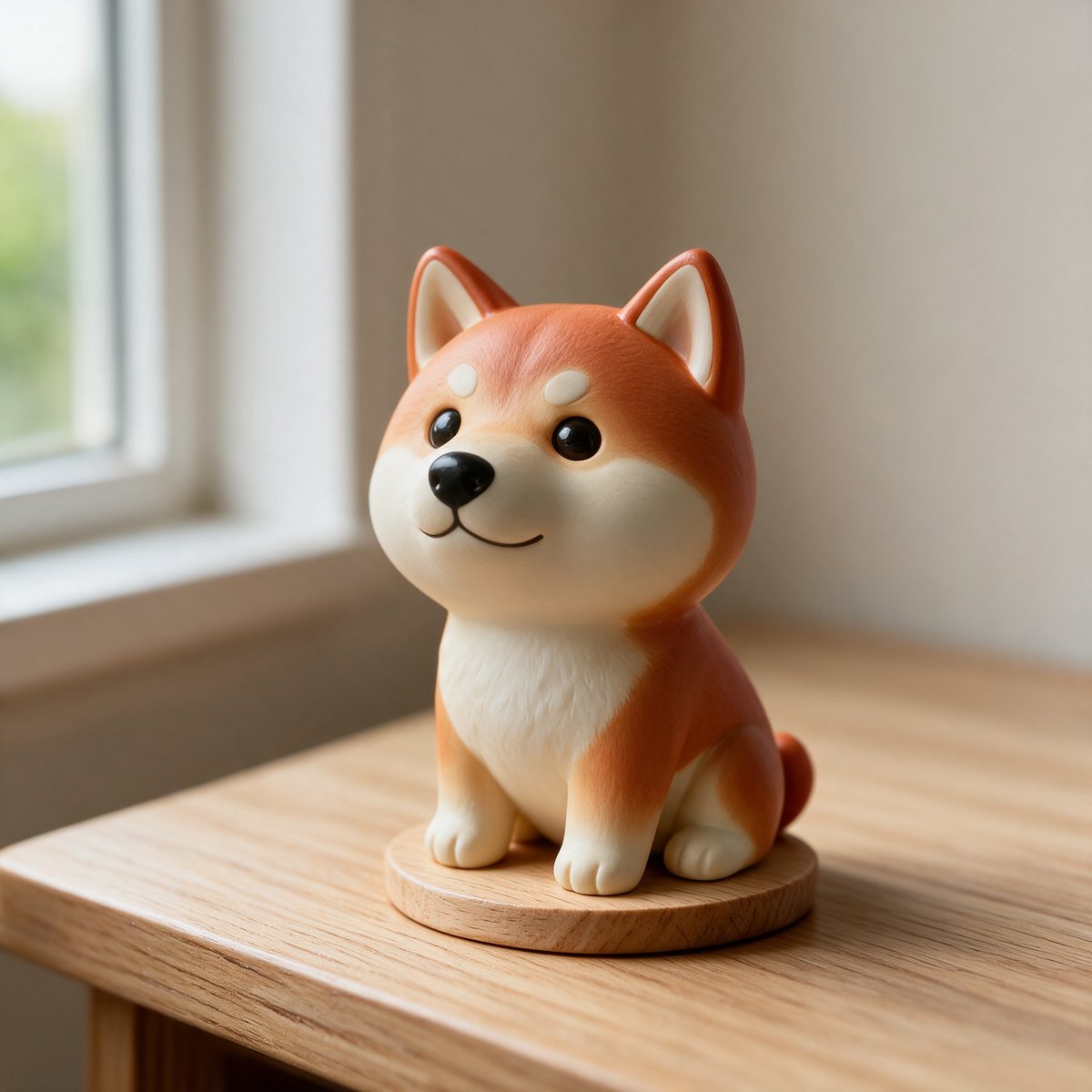 A chibi resin figurine of the same shiba puppy